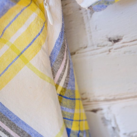 Urban Outfitters Peppa Blue Yellow Plaid Linen Blend Dress - Picture 4 of 6